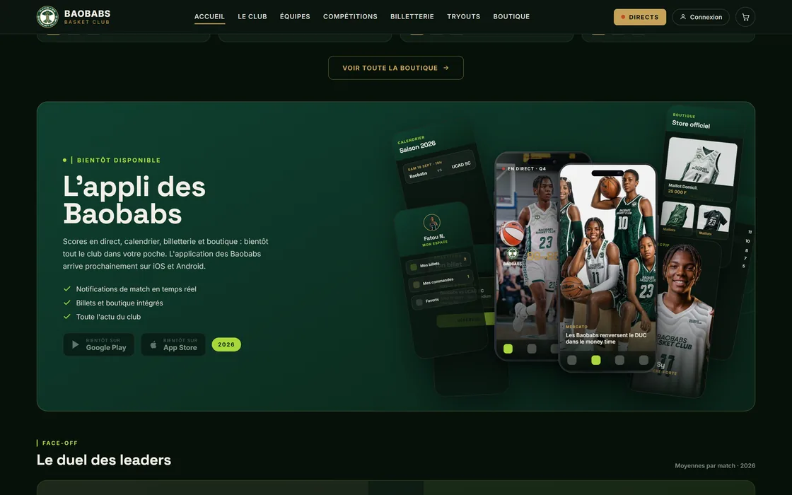 La présentation de l'application des Baobabs sur écrans mobiles.