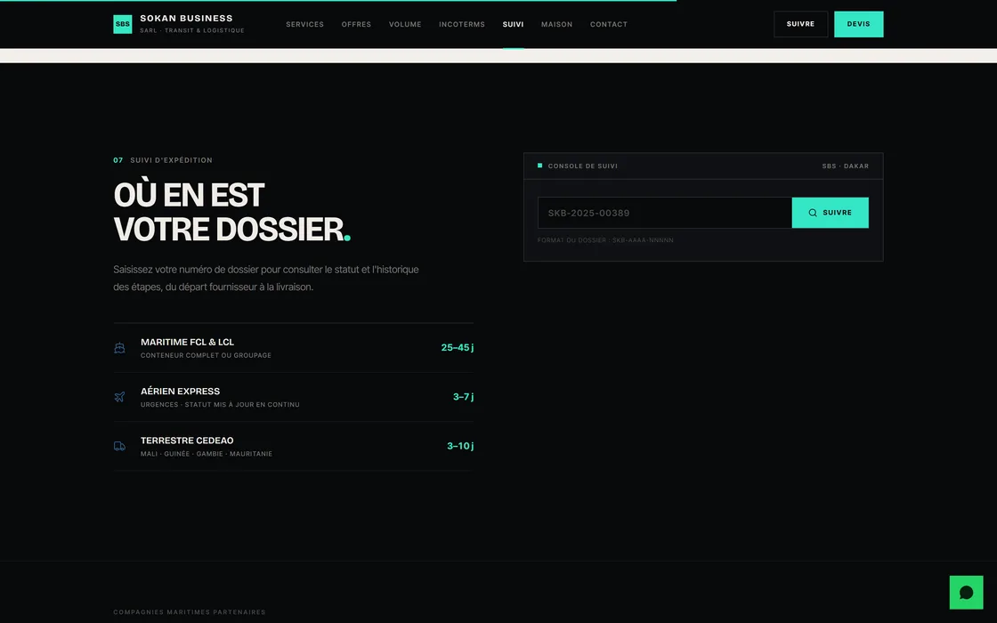 Le suivi d’expédition : l’état du dossier par son numéro.